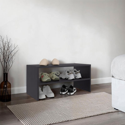 Small Shoe Rack With Three Open Shelves, Compact Modern Shoe Organizer For Entryway Or Closet, 23.6 Wide