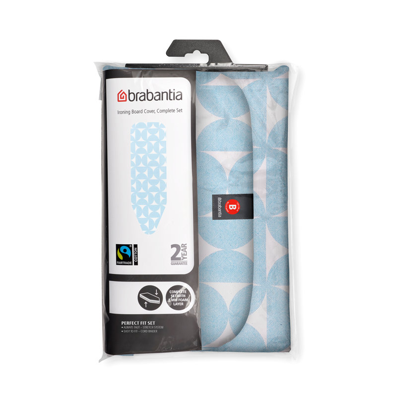 Brabantia Ironing Board Cover, Complete Set - Cover Fresh Breeze - Size B - 8mm Foam