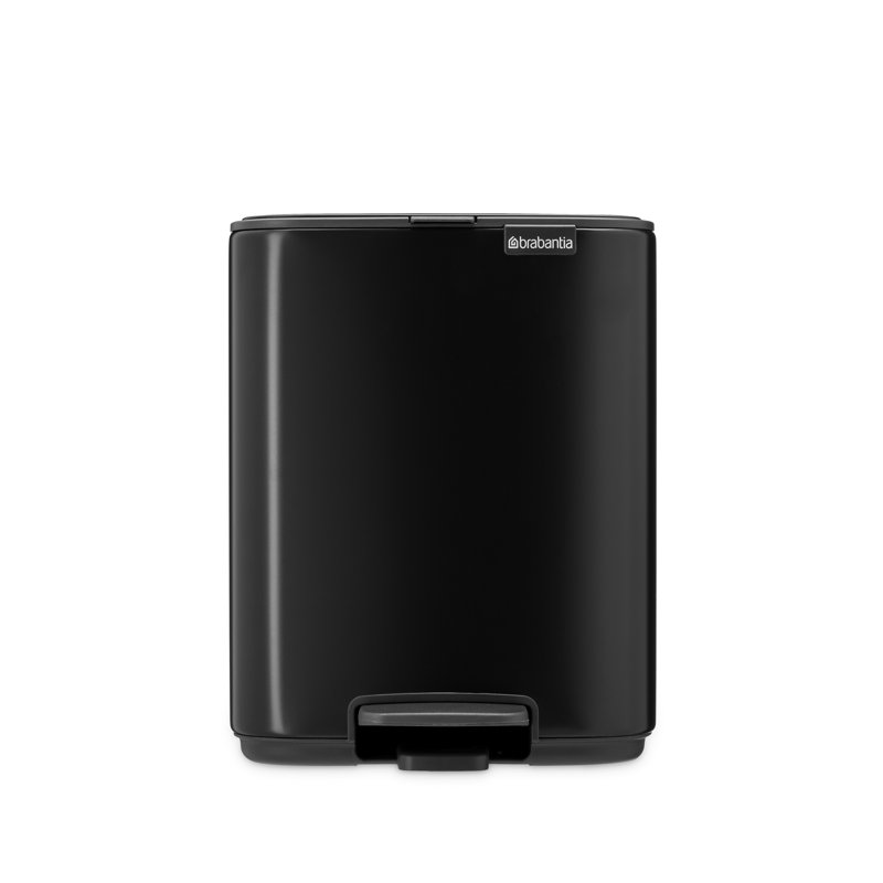 Brabantia Bo Pedal Bin, Matt Black, 7 L, 31cm H x 24.2cm W x 24.3cm D