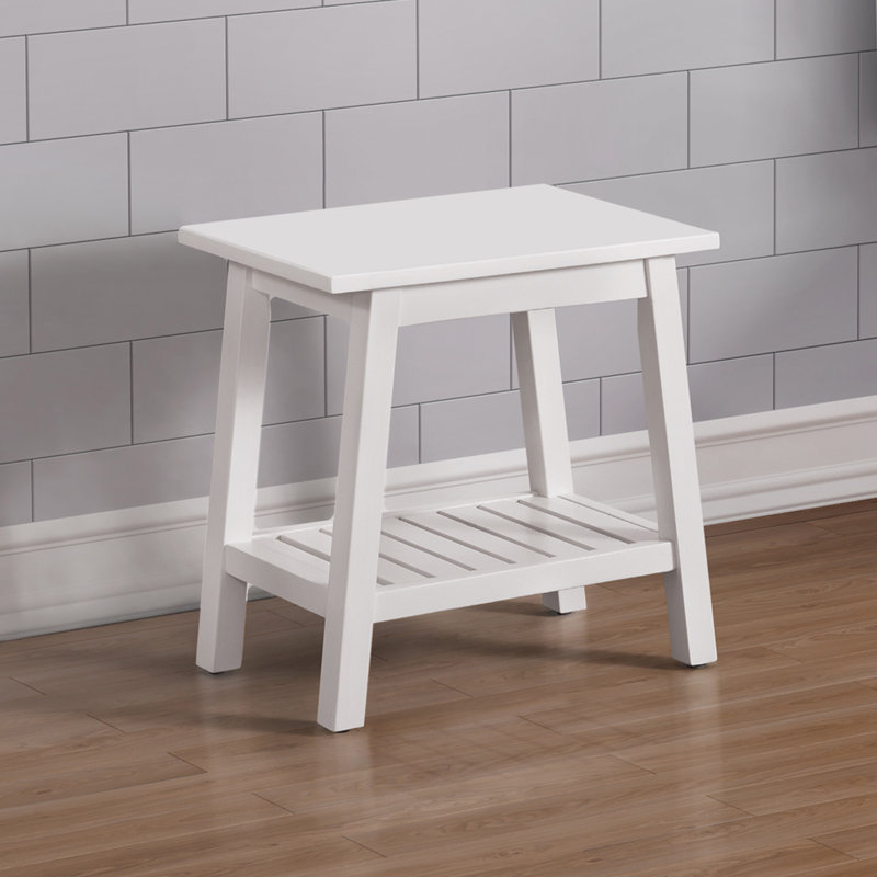 Alaterre Furniture Dorset Bench Stool with Storage – Multi-Functional and Space-Saving Wooden Seat with Bottom Shelf for Bathroom, Entryway, Bedroom, or Kitchen Seating & Organization