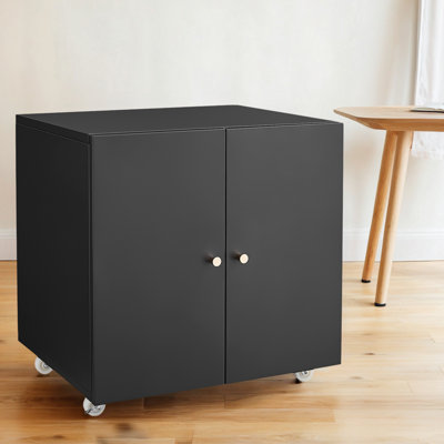 Stylish Mobile Printer Stand With Door, Locking Wheels, And Adjustable Shelves For Letter/Legal/A4