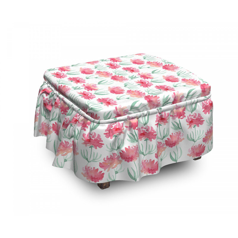 Housse pour repose-pieds pastel à fleurs fraîches, Pastel rose fleurs fraîches/vert menthe