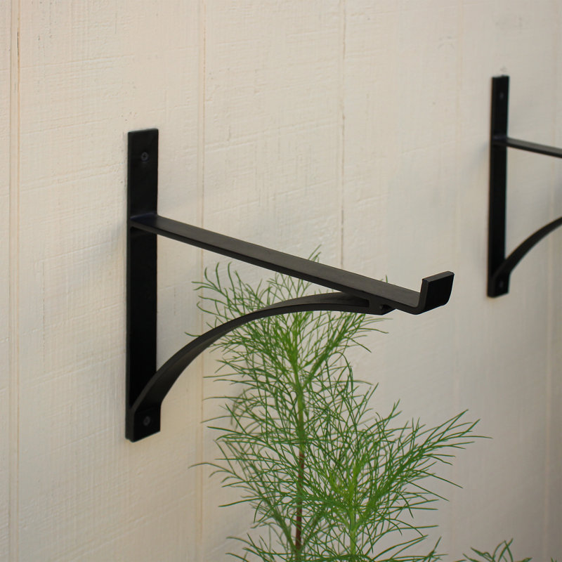 Black Wrought Iron Mission Style Shelf Bracket