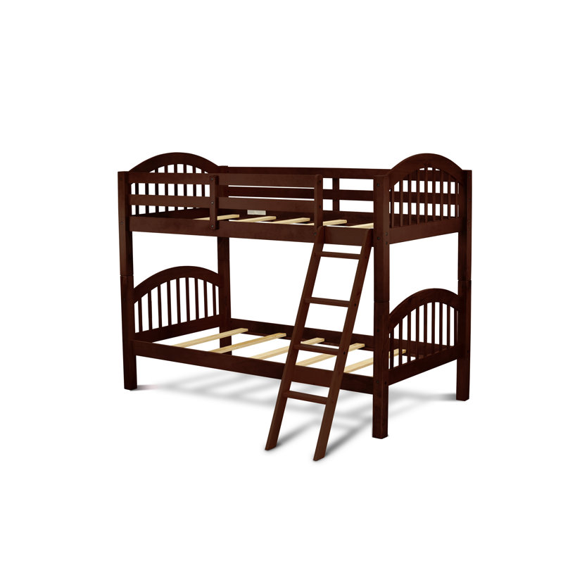 Twin over Twin Bunk Beds for Kids with Ladder and Guard Rail Bunk, Java Finish, Espresso