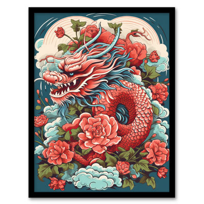 Albani Fantasy Dragon Fierce Peony 2024 Chinese Year Of The Dragon - Single Picture Frame Print