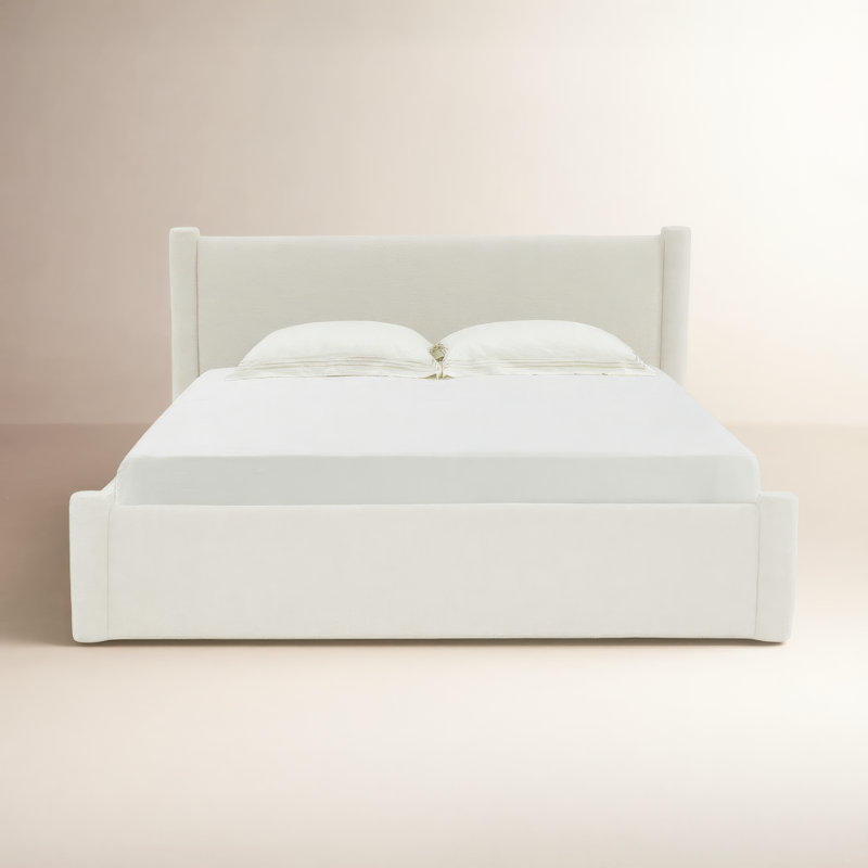 Dart Upholstered Bed, Queen, White