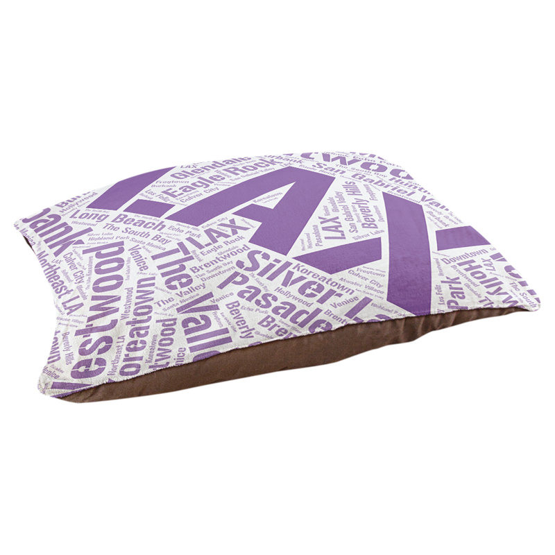 Coussin de chien « districts », Très grand (H 17 po x l 50 po x P 40 po), Mauve, Los Angeles