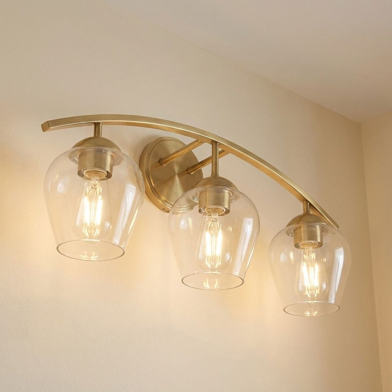 Layfield 3-Light Dimmable Vanity Light in Natural Brass, Natural Brass