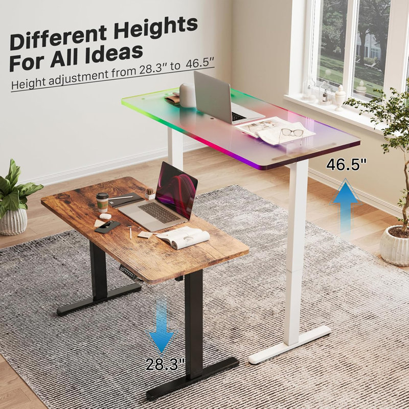 Electric Height Adjustable Standing Desk Frame With Memory Control Panel, Ergonomic Sit Stand Workstation Base For Home And Office
