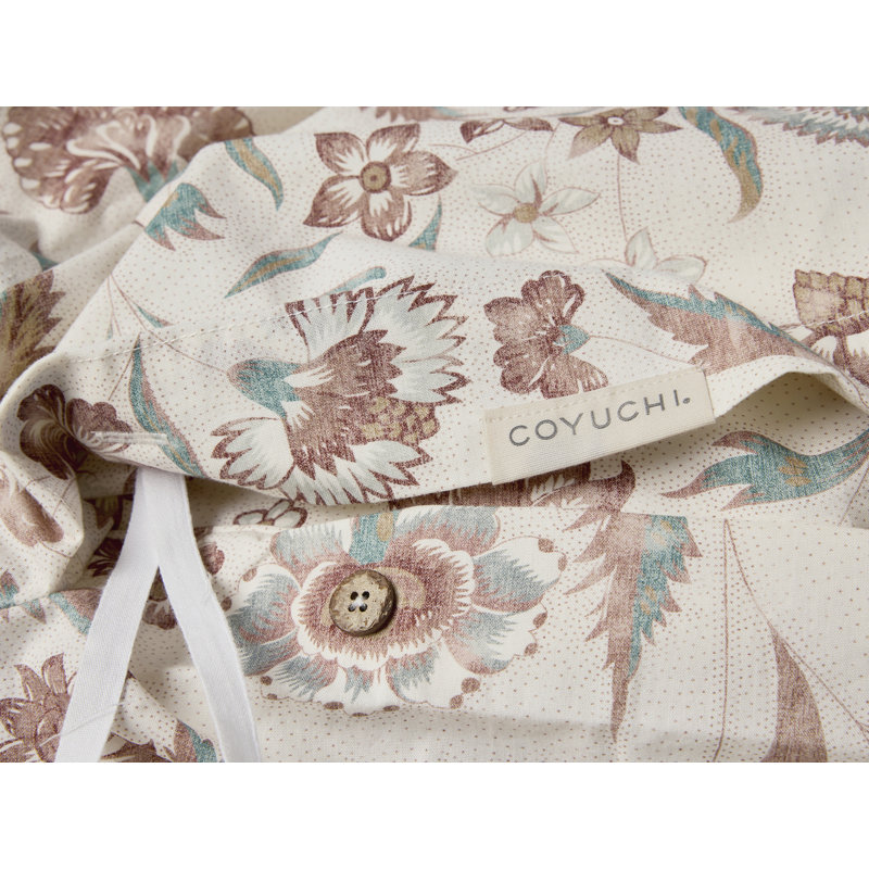Viola Organic Print Duvet Cover, Queen Duvet Cover, Undyed W/Garnet