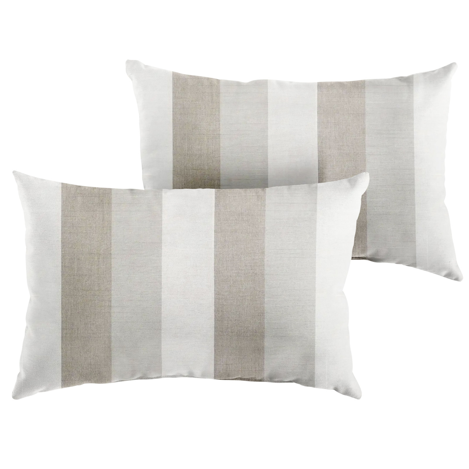 New Sunbrella 2023 Striped Sunbrella® Indoor/Outdoor Lumbar Throw Pillow, Brown/Gray, 13'' x 20''