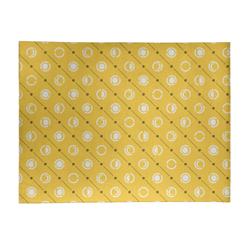 Tapis gris clair/jaune lune phases, Rectangle 5 pi x 7 pi