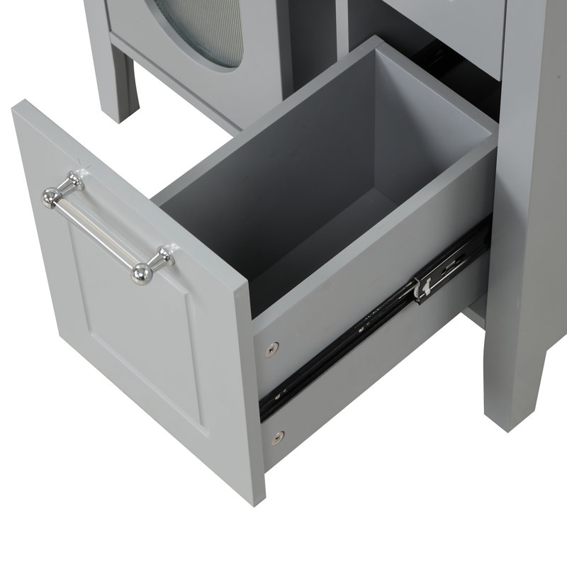 Meuble-lavabo 24 po avec lavabo en céramique, Gris