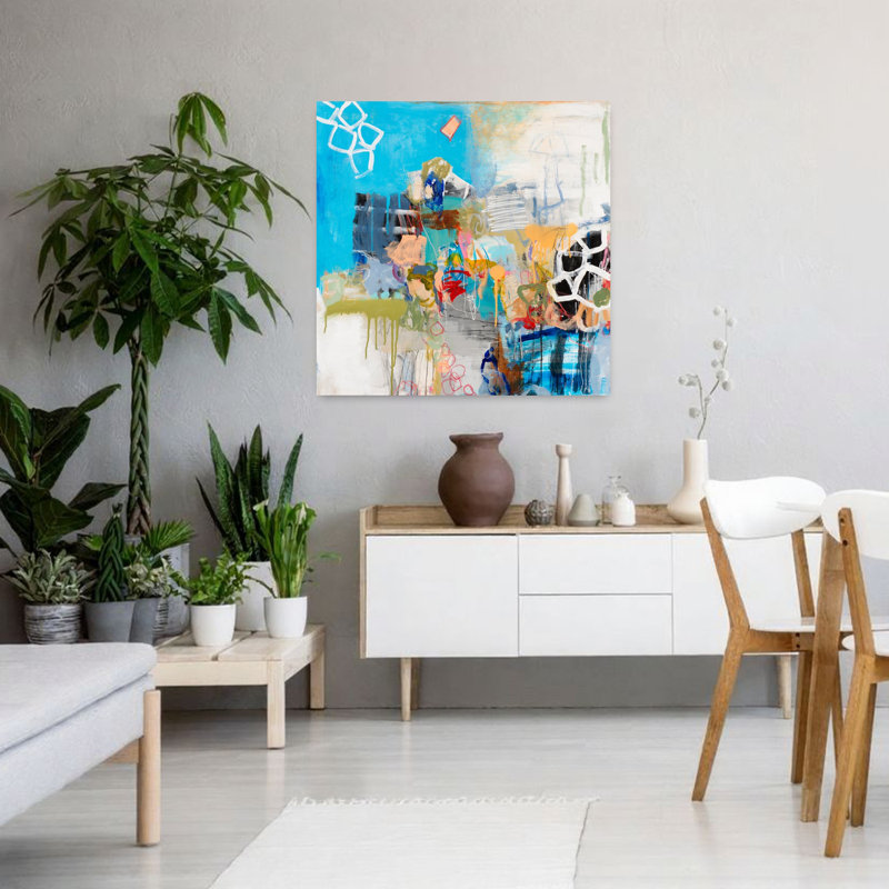 Art contemporain abstrait de Pékin, H 36 po x l 36 po