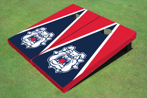 Ensemble de 10 planches de cornhole NCAA assorties NCAA, Bulldogs de Fresno State (visage de chien), Bleu marine / Rouge