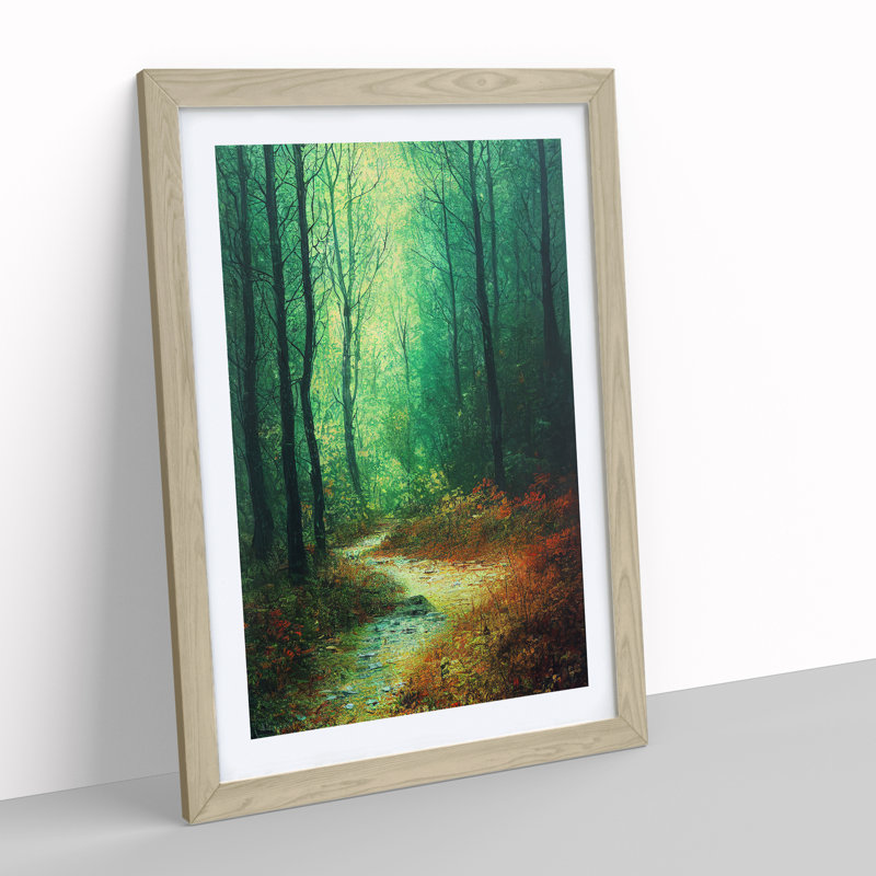 Pretty Forest 1 Piece Single Picture Frame Painting, 64cm H x 46cm W x 2cm D, Oak Framed