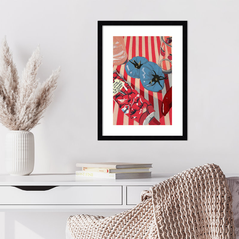 «Blue Tomatoes» par Studio Mandariini, reproduction d'art encadrée sur bois