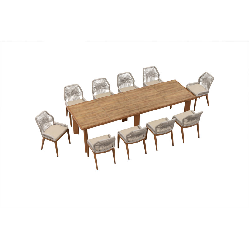 Corrigan Studio Dining Set Patio Metal Rectangular Table And Wicker Rattan Chairs For Outside Porch Garden Kitchen Modern Outdoor Furniture Sets