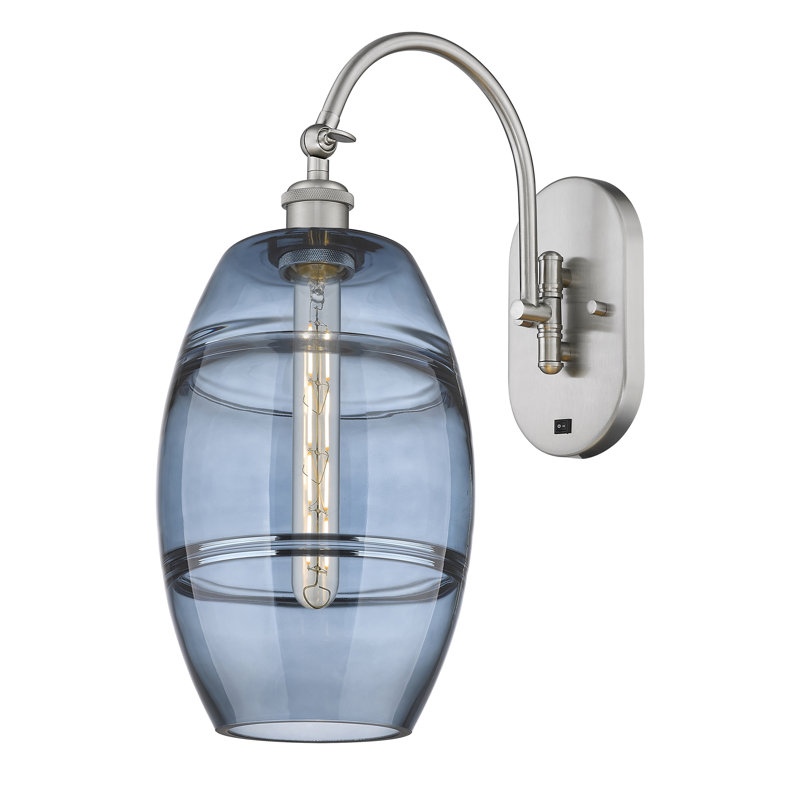 Dundrod Steel Armed Sconce, Princess Blue, Brushed Satin Nickel