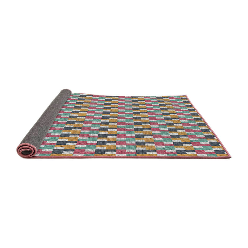 Tapis jaune/rouge/vert à motifs, Carré 4 pi
