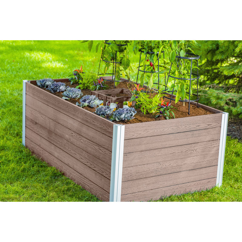 Urbana Keyhole Composting Raised Garden Bed, Espresso Brown, 22" H x 60" W x 36" D