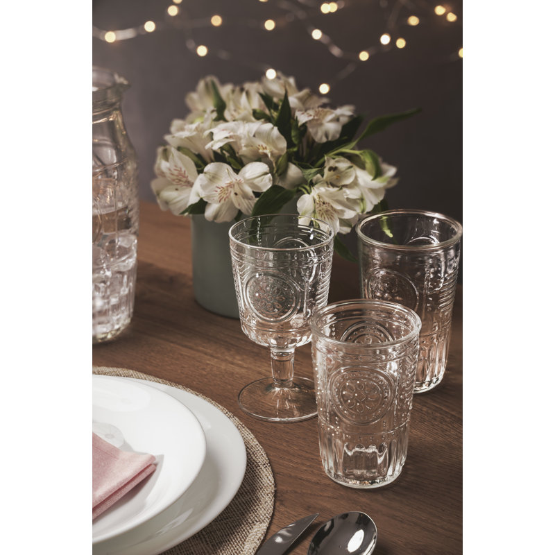 Clear Embossed Glass Water and Juice Tumbler Set