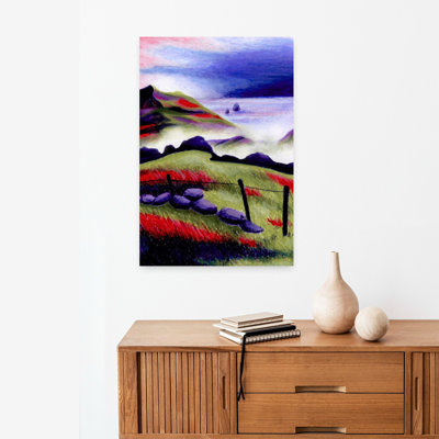 Contemporary Art Peaceful Abstract Contemporary Landscape Mountain Wall Art by Julie Lesouef - Wrapped Canvas Print