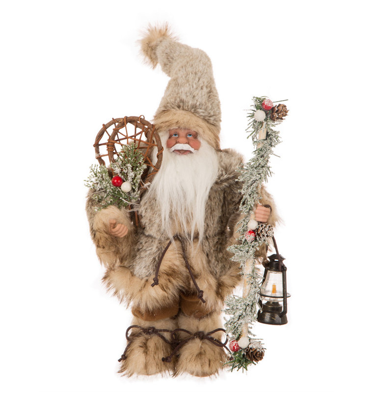 Debout père noël Faux Fur Figurine, H 12,2 po x l 8,27 po x P 3,94 po