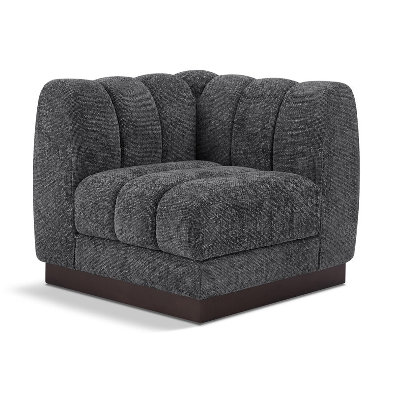 Quinn Chenille Fabric Corner Chair, Grey Chenille Fabric