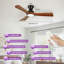 Ventilateur de plafond Karlena de 42 po en bois massif moderne avec lumière et télécommande, 3 températures de couleur et DEL à intensité variable, moteur CC réversible à 6 vitesses, ventilateur encastré pour chambre à coucher