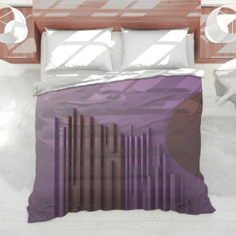 Édredon sculpture mauve brun, Simple extra long