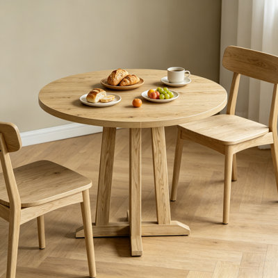 31.5" Small Round Dining Table, Sturdy Base Kitchen Table For 2-4 People
