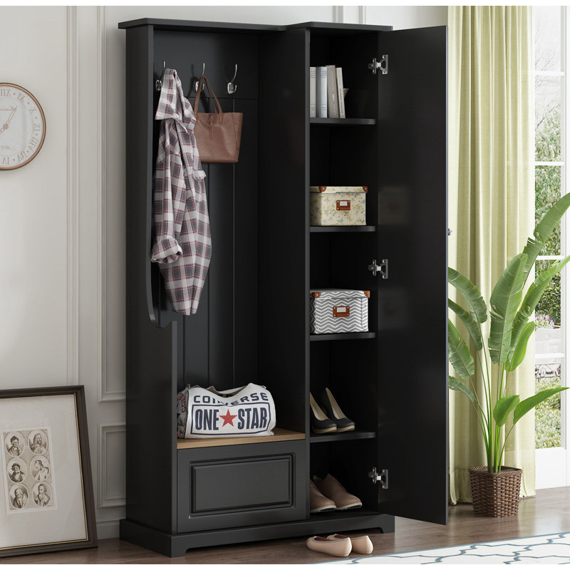 Armoire à chaussures avec tablettes réglables, Noir