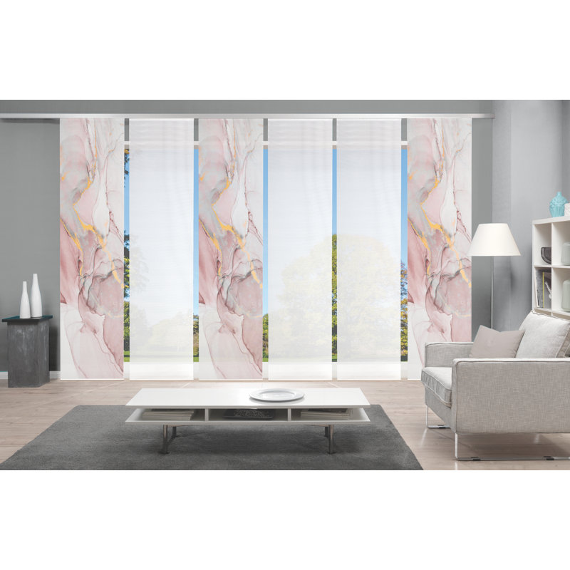 Peluso Semi Sheer Curtain Panel Pair, Pink/Brown