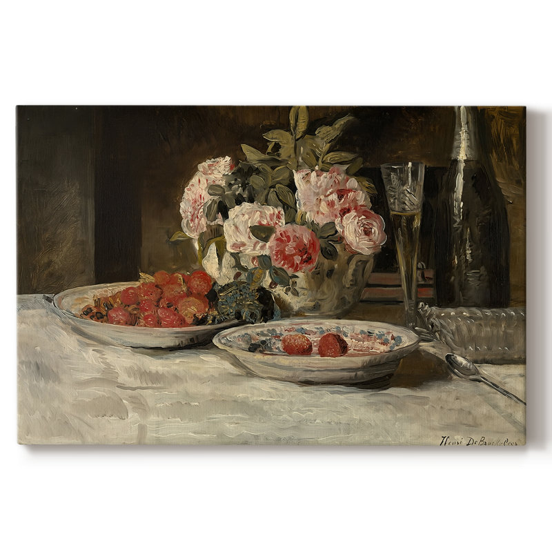 Still Life with Strawberries and Champagne-Henri de Braekeleer-Gallery Wrapped Canvas-c. late 19th Century, 24x36