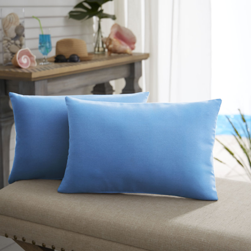  Coussin décoratif intérieur / extérieur Knife Edge, 14 po x 24 po, Bleu de Capri