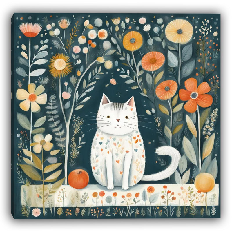 Blossom cat daydream - peaceful cat in floral haven, 20" H x 20" W