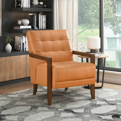 Chaise d'appoint de style moderne avec capitonnage en cuir orange et meubles capitonnés 1 pièce