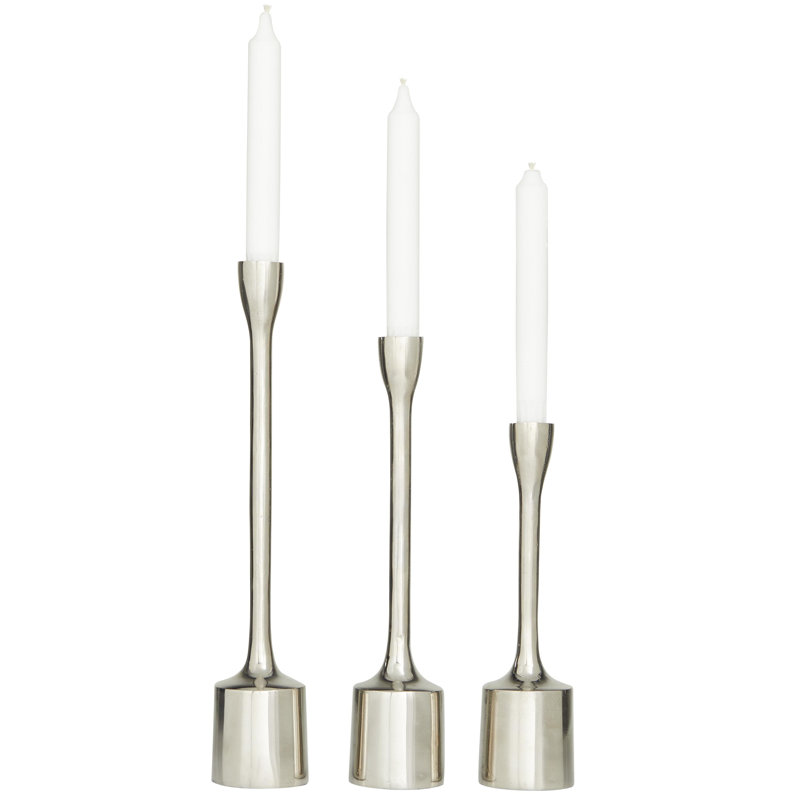 Cosmoliving By Cosmopolitan Contemporary Aluminum Tapered Candle Holder