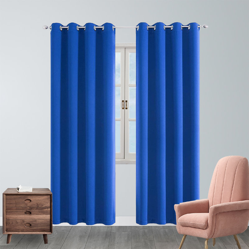 54" x 84" Insulated Grommet Top Blackout Curtain Panels, Blue, 54" W x 84" L