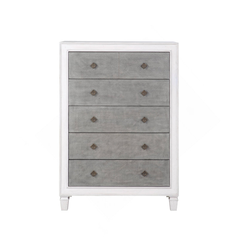 Commode Katia gris rustique et blanc vieilli