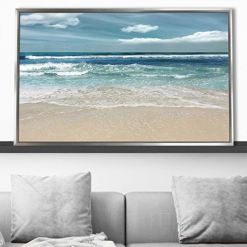Symphonie de la mer par Nan - photographie, H 21,5 po x l 33,5 po x P 2 po, Cadre flottant argent