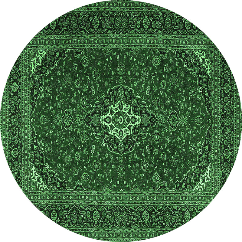 Tapis vert émeraude traditionnel Jevgenia 2410, Rond 5 pi