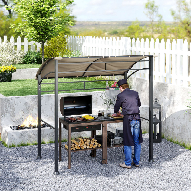 Grill 18 Ft. W x 12.5 Ft. D Metal Soft-top Gazebo