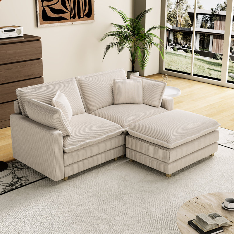Confortable, modulaire pour le salon, appartement en bois massif à assise profonde, tissu d'ameublement haut