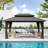 Double Roof Hardtop Metal Patio Gazebo with Curtains and Netting-110377484-110377485-110377481