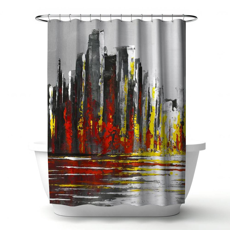 Shower Curtain CI334 – Polyester Shower Curtain, Dye Sublimation Print, 71" W × 74" L