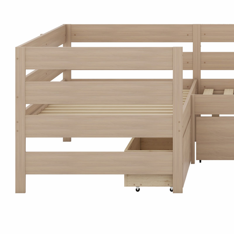 L-Shaped Platform Bed, Natural