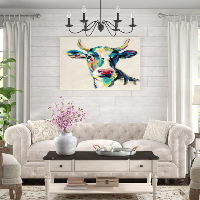 «Expressionistic Cow II» par Silvia Vassileva, reproduction d'art sur toile, H 32 po x l 48 po