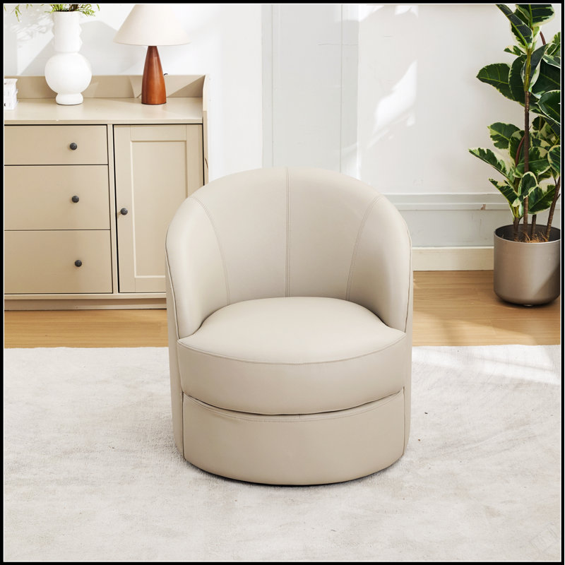 Fauteuil d'appoint pivotant en cuir Top-Spin, pivotant à 360 °, design Mid-Century moderne pour le confort du salon et du bureau